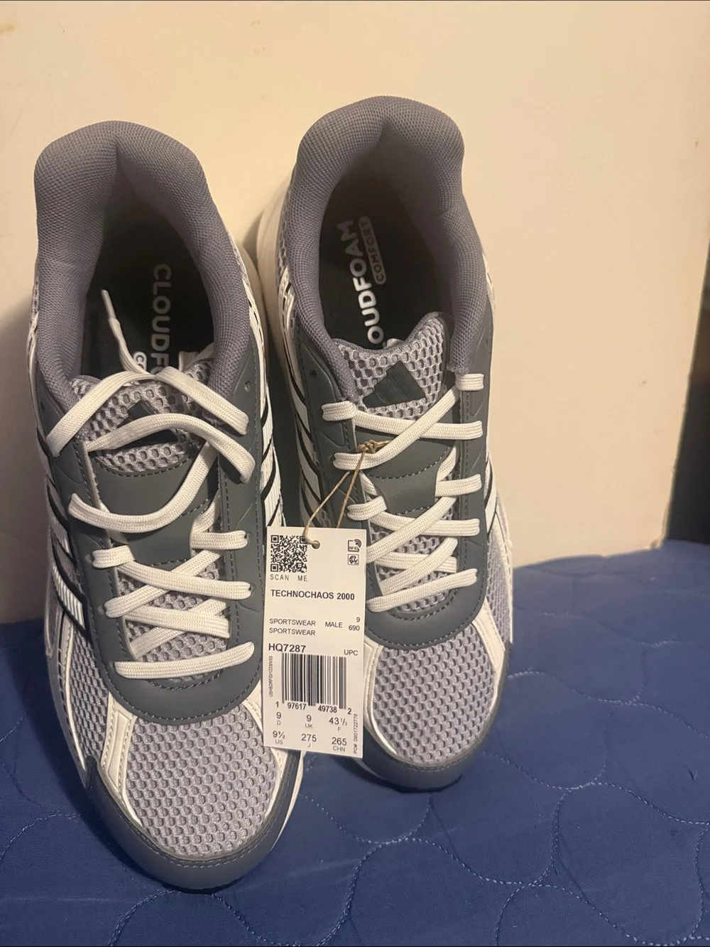 Adidas TechnoChaos 2000 Gray and White Men's Comfort Sneakers